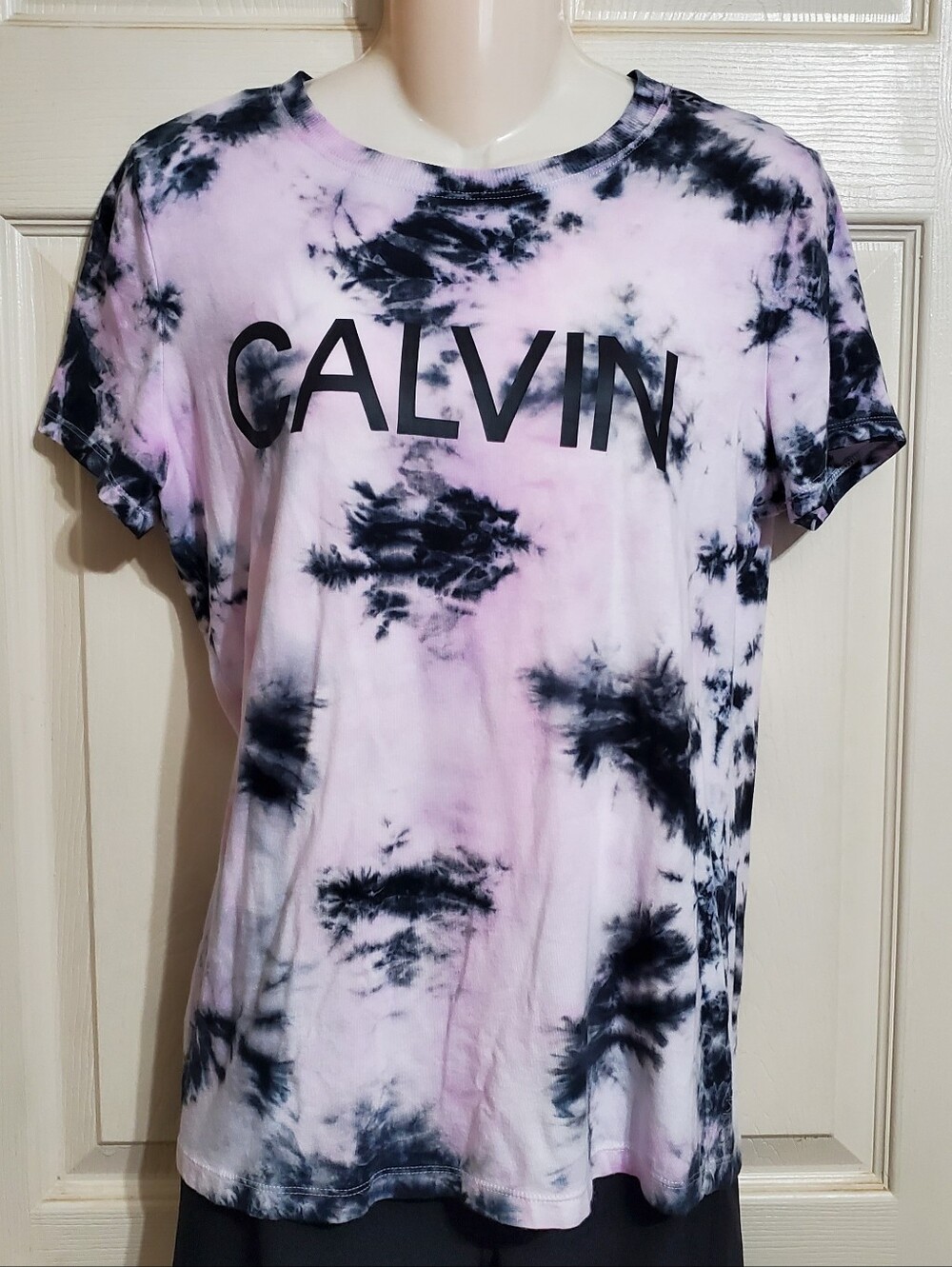 Calvin Klein Performance Stretch Tie-Dye Logo Tee Size Medium Purple & Black